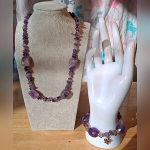 EUC Vintage Kirks Folly Amethyst Chunk & Chip February Birthstone Jewelry Set